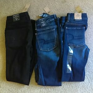Three pairs of American Eagle 0 short jeggings NWT