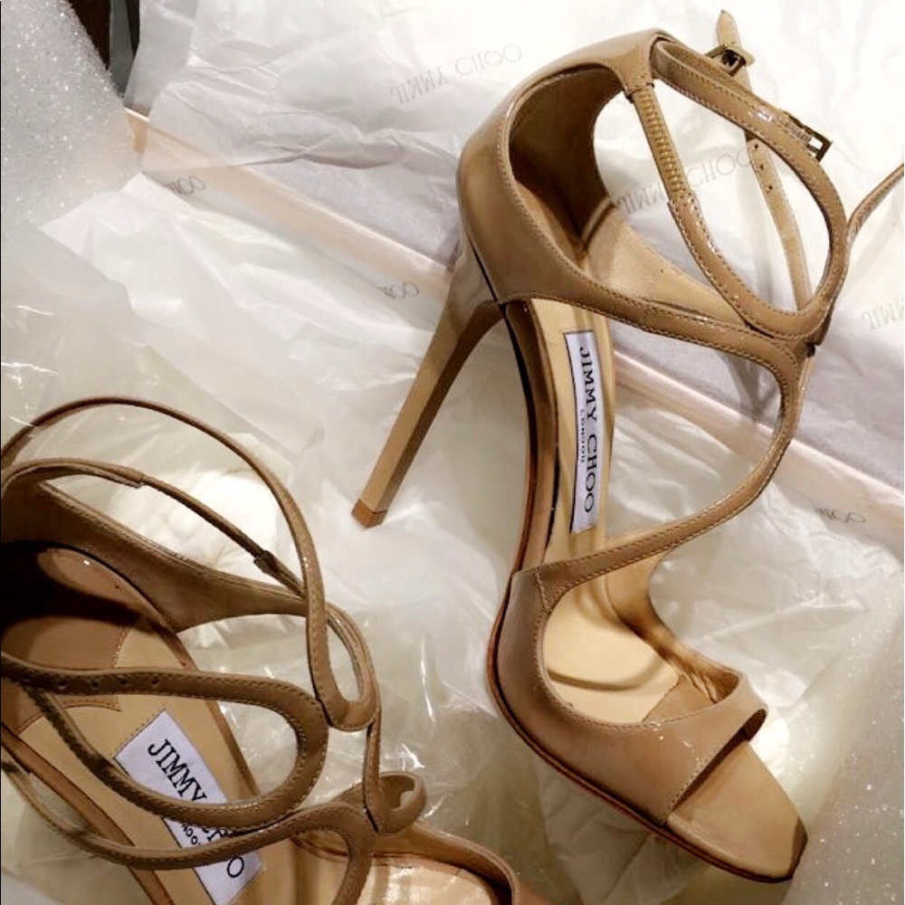 LANCE, patent leather Nude sandals.