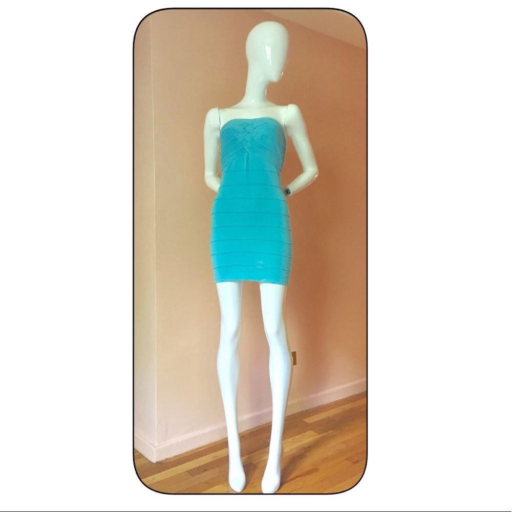 Blue Strapless Mini Dress