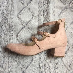 Pink Suede Mary Jane Block heel