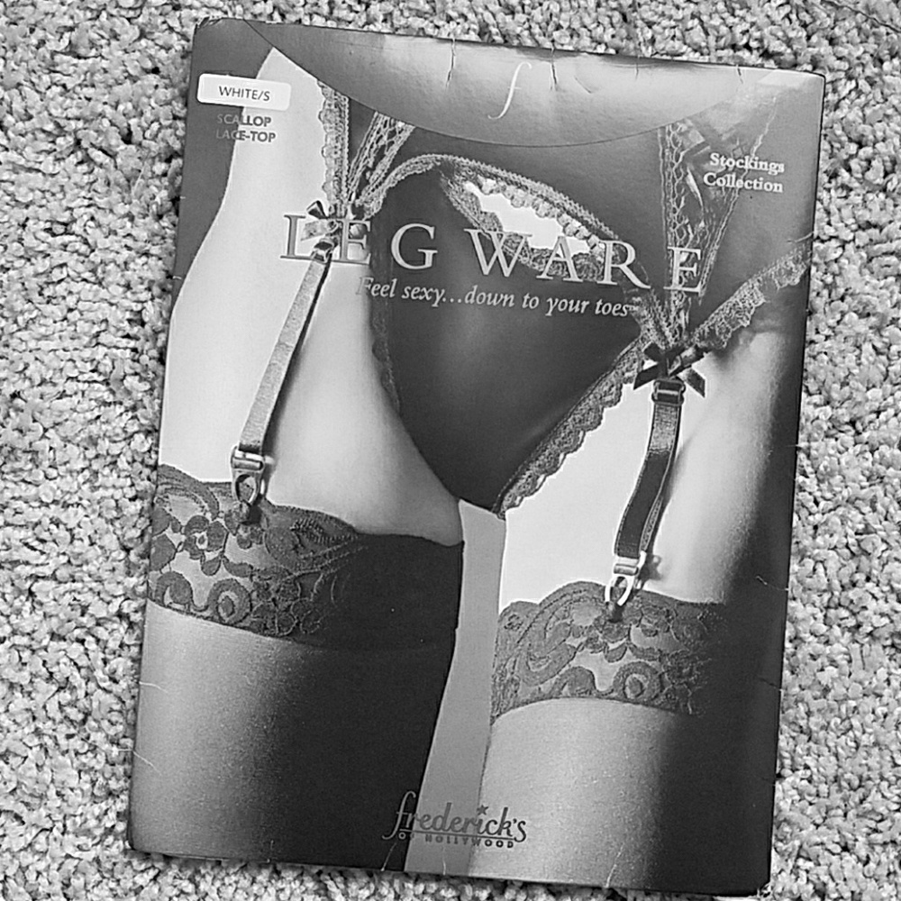 Sexy white stockings with lace top- size small