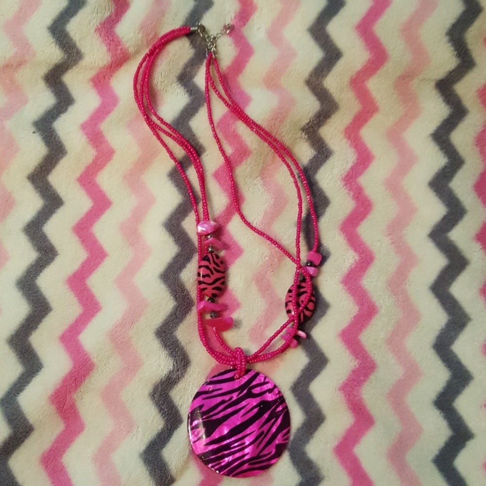 Pink zebra necklace