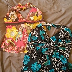 Open back tankini tops