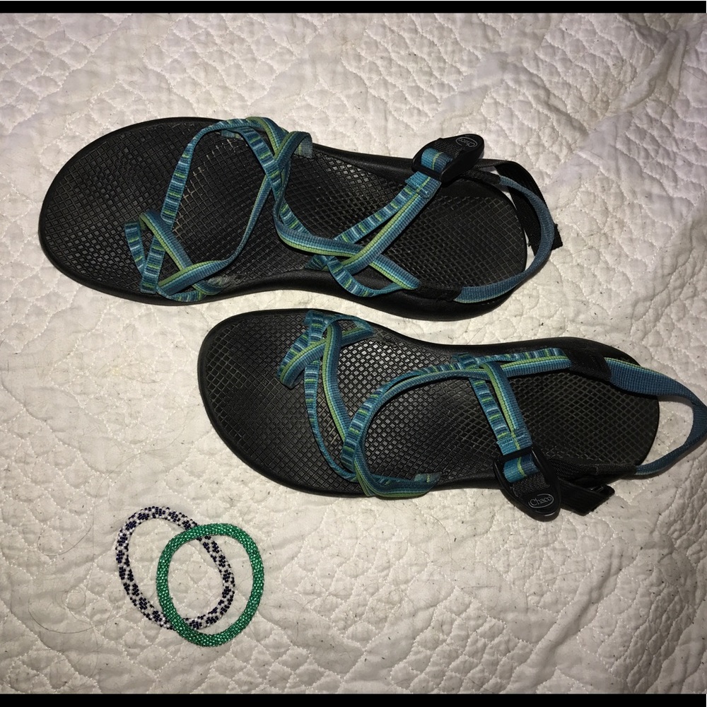 Women's Chacos 2 Strap Teal and Green Size 12