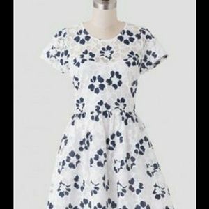 Modcloth Navy and White Floral Dress