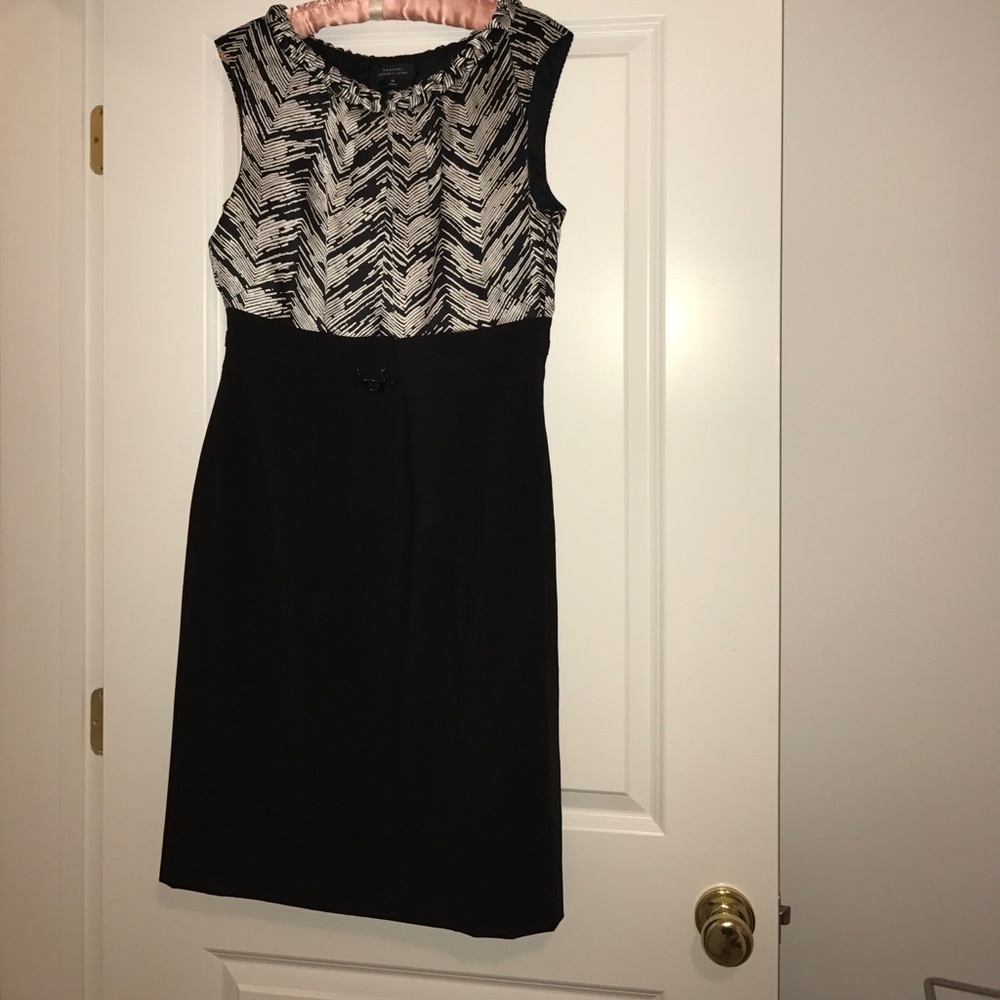Tahari black and white silk dress