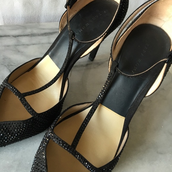 SOLD!! 🎀🎀2X HP🎀🎀ZARA BLACK DIAMANTE T-BAR - Picture 8 of 9