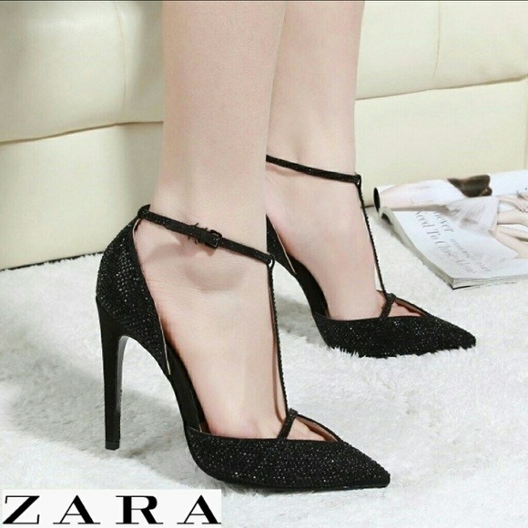 SOLD!! 🎀🎀2X HP🎀🎀ZARA BLACK DIAMANTE T-BAR - Picture 9 of 9