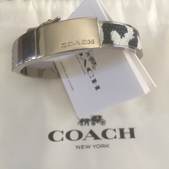 Coach hinge leather/silver bracelet BRAND NEW - Picture 1 of 5