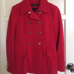 Zara red coat w/ gold buttons