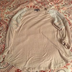 Cream Varsity Shirt with Lace