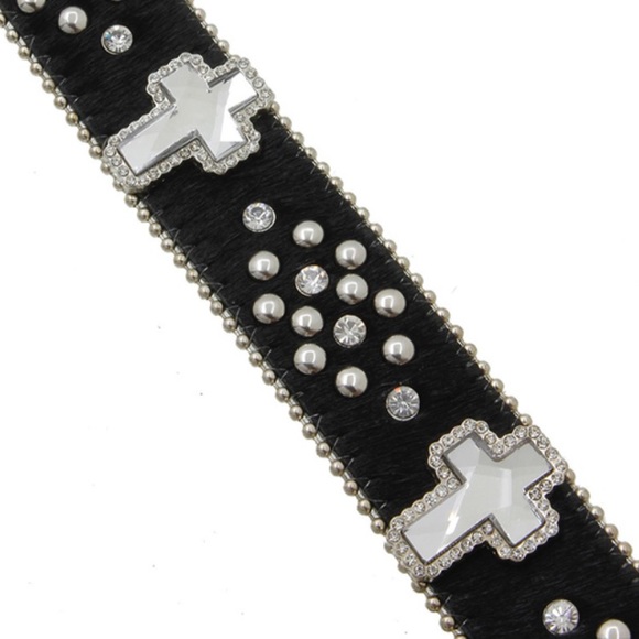 LAST ONE - Faux Leather Fur Cross Belt - Picture 2 of 4