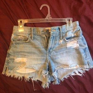 Hollister distressed high-waisted shorts.
