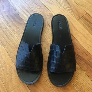 Vince Croc Slides in Black