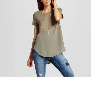 Mossimo Olive Green Side Split Top