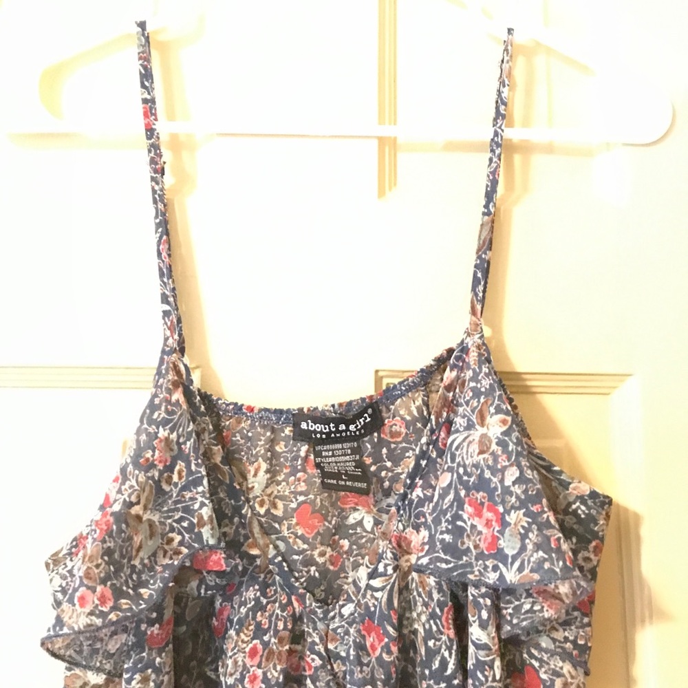 Blue Flower Ruffle Cami - Picture 2 of 3