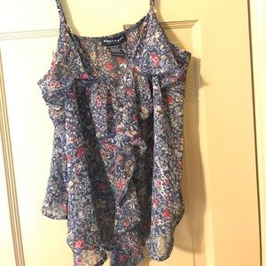 Blue Flower Ruffle Cami