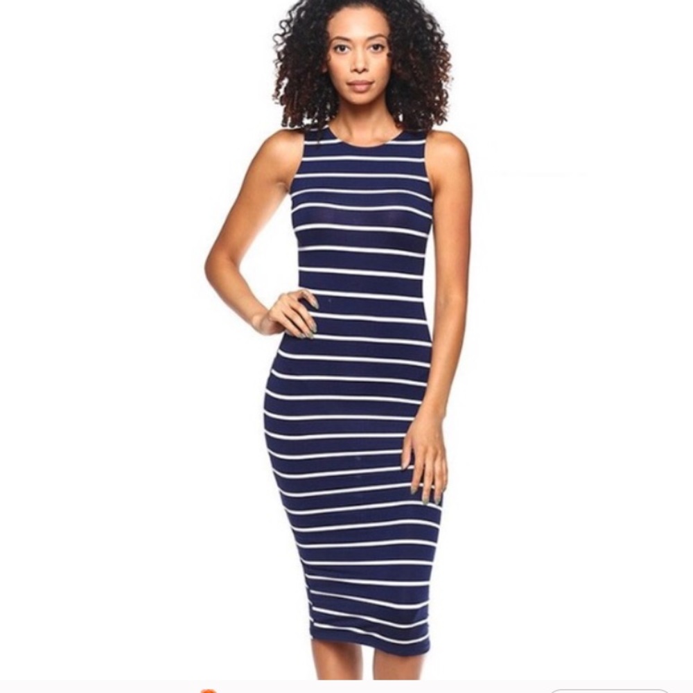 Striped navy and white dress NWOT