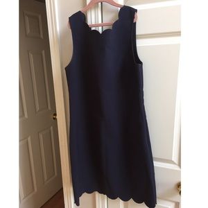 Navy blue J. Crew dress with scallop detail