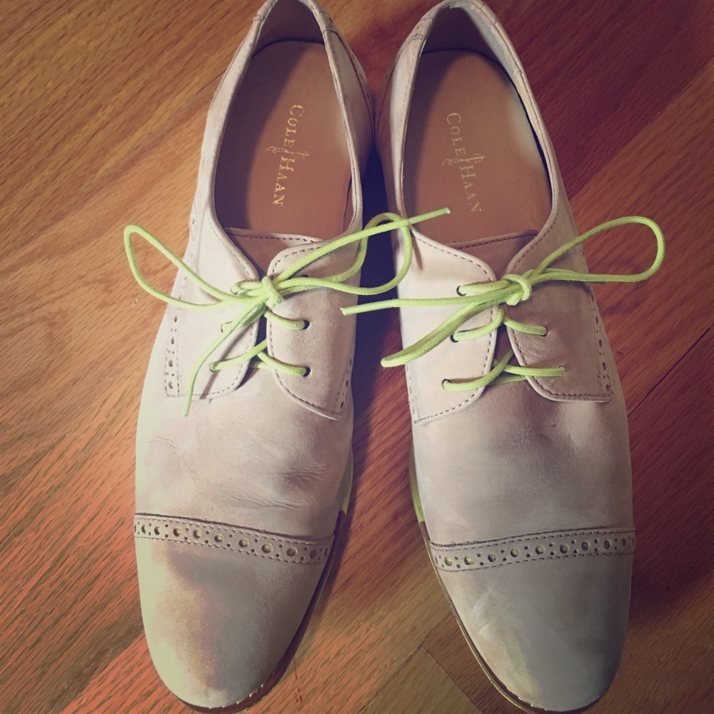 Cole Haan lace up nubuck oxfords