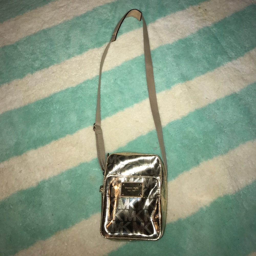 Metallic gold cross body Michael kors