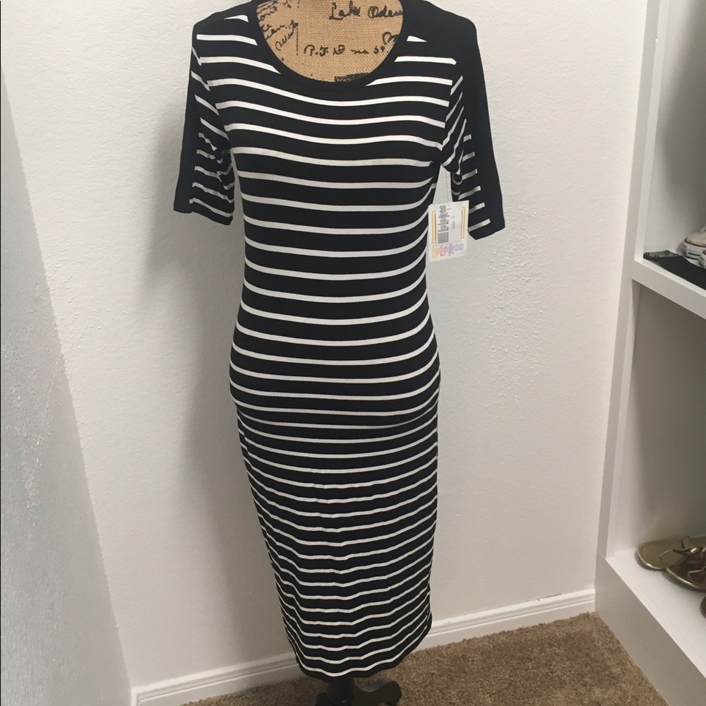 LuLaRoe Black and White Striped Julia Small