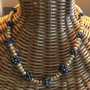 Freshwater pearl necklace with pearl ball accents