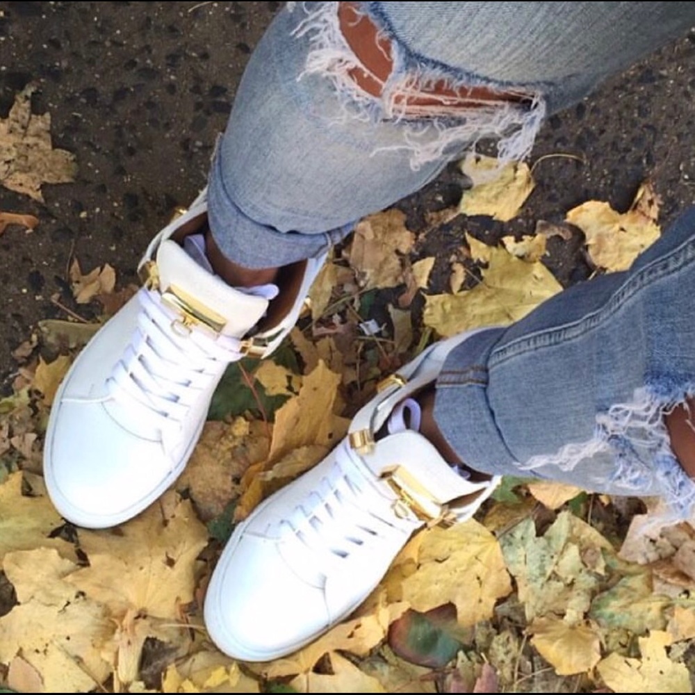 White on white Buscemi sneakers.