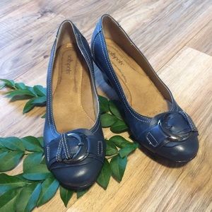 Softspots Gray Blue Short Heels