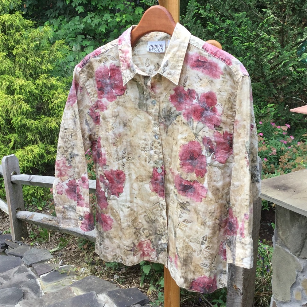 Watercolor Top with Sheer Overlay
