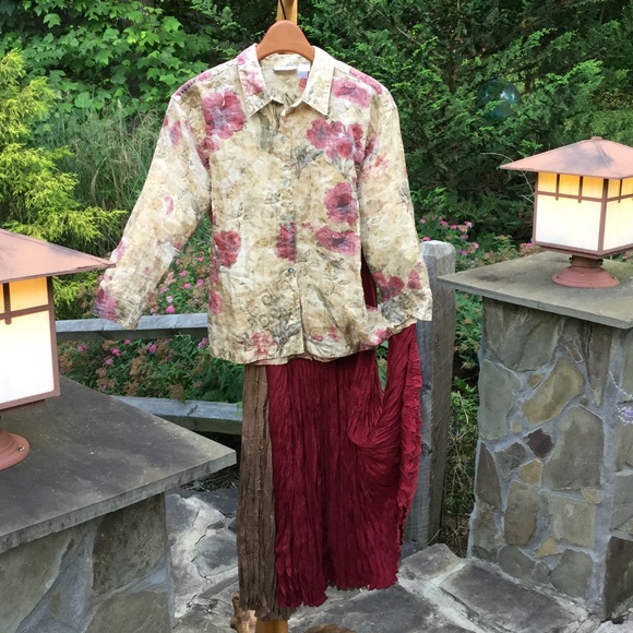 Watercolor Top with Sheer Overlay - Picture 2 of 4