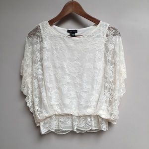 New York & Co. Cream Lace Top