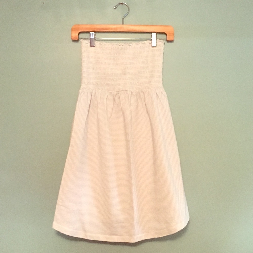 Tube Top Dress Silver & White Stripe EUC