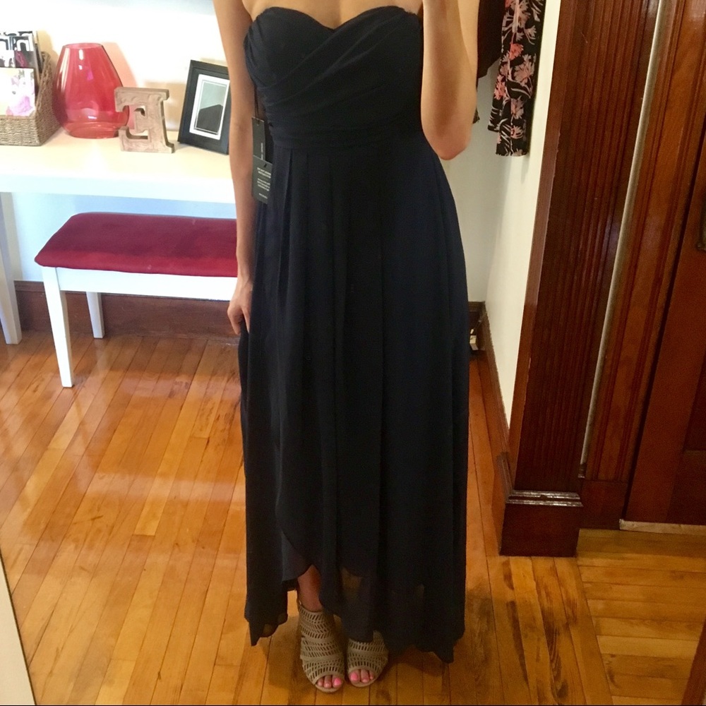 Lulu's Navy Blue Strapless Maxi Dress