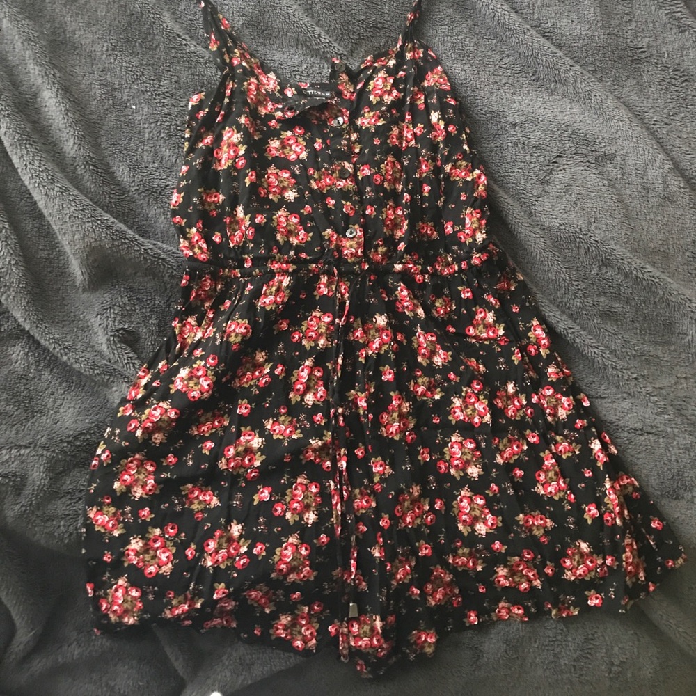 Red floral romper