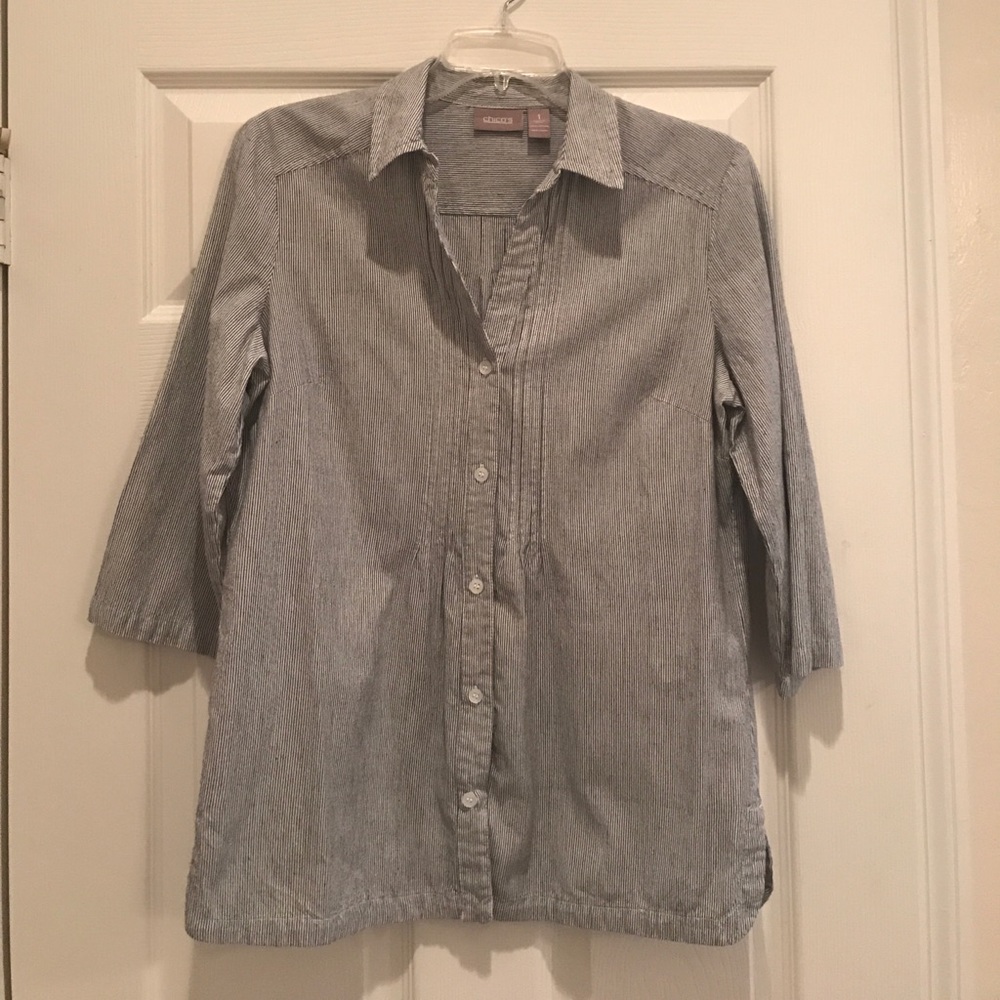 Chicos Cotton Button Up Top