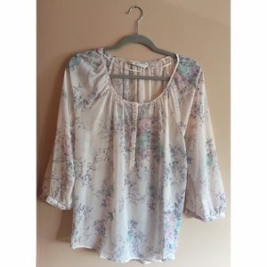 floral chiffon blouse with buttons