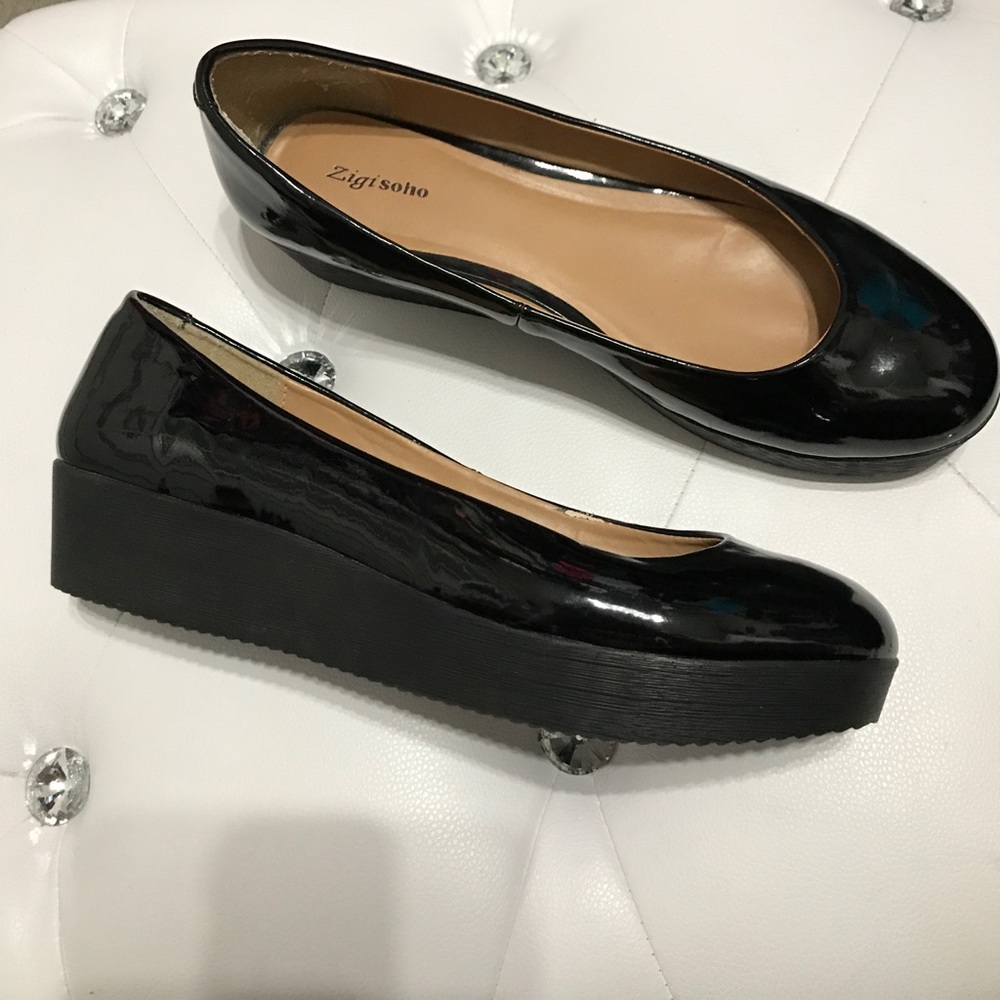 Patent black "flatform" shoes