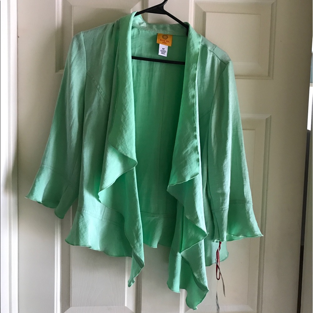 Lovely designer flowing mint green drape jacket