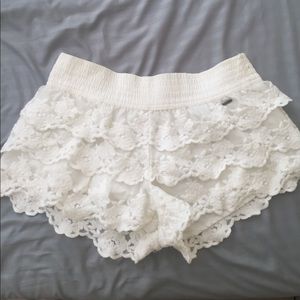 White lace shorts
