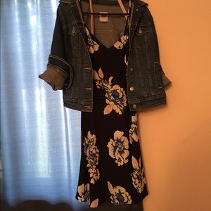 2 for 1 blue dress with flowers and Jean Jacket
