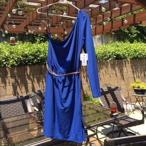 Cobalt blue one sleeve dress