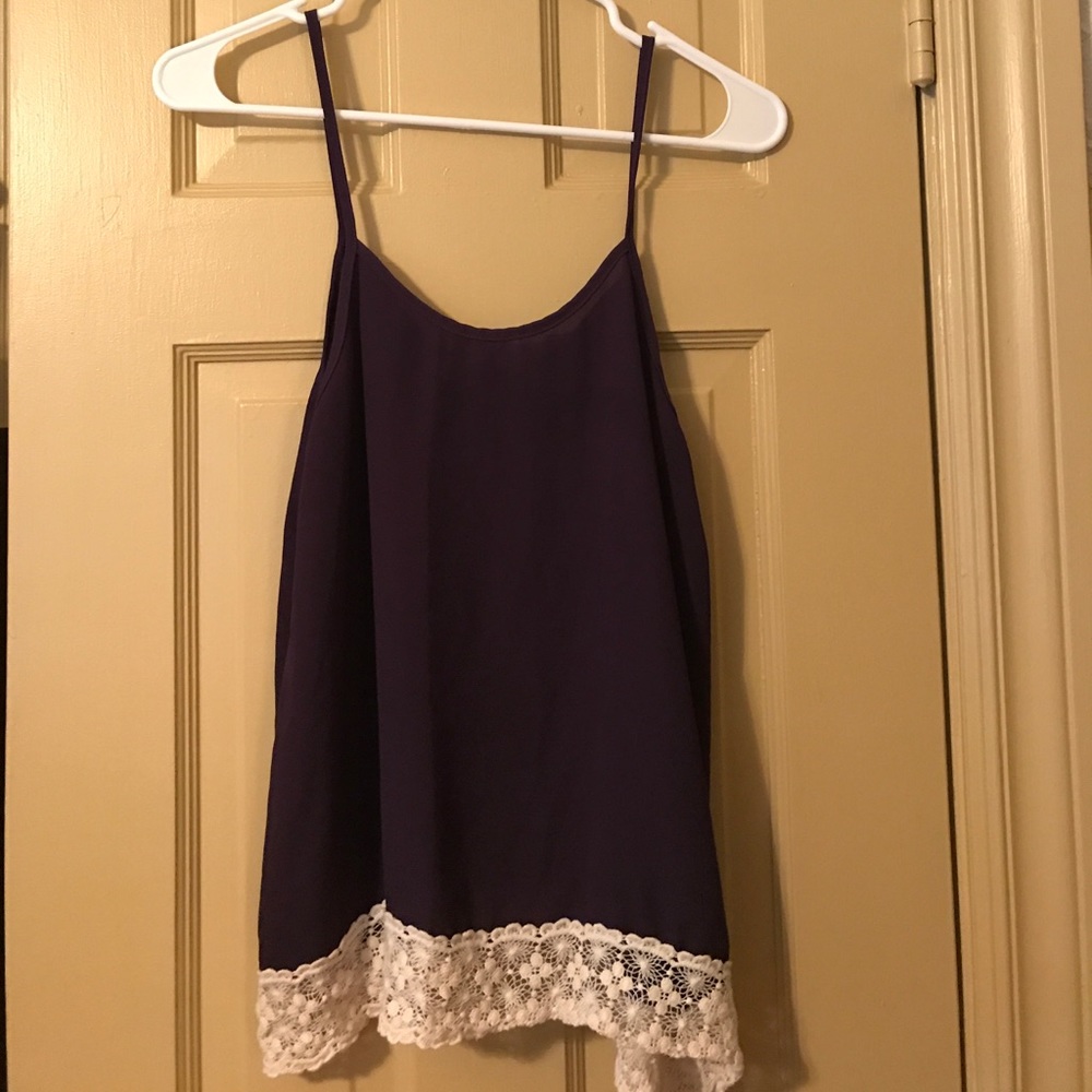 Purple/white lace cami