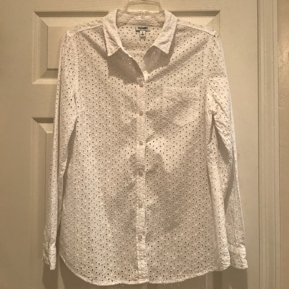 Old navy, semi sheer button down top
