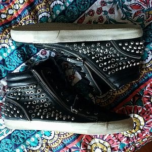 Zara Leather Spiked Tennis Shoes