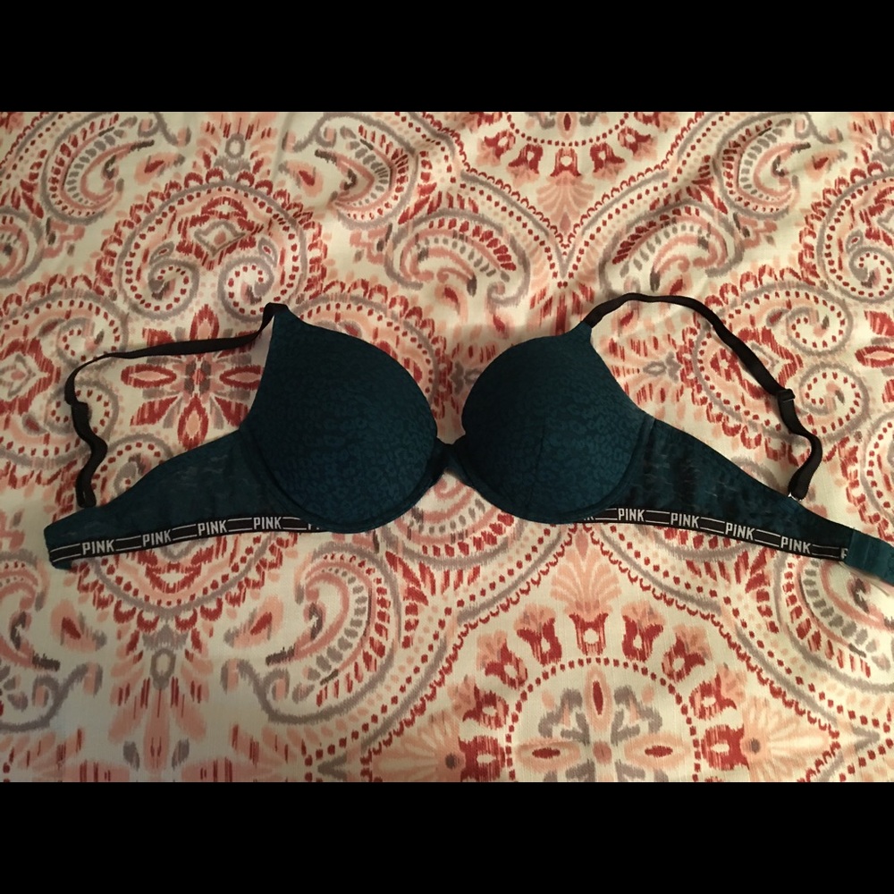 PINK Dark Green Push Up Bra 36 D