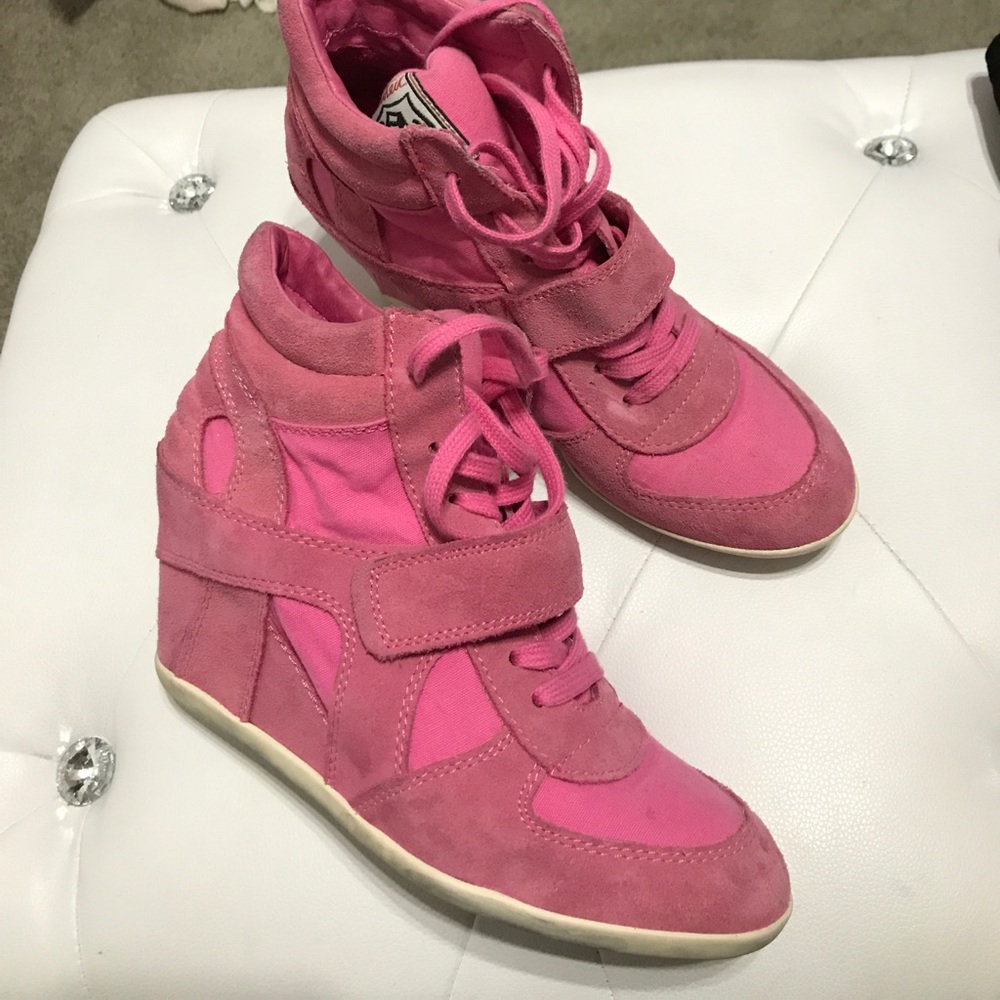 Pink Ash Suede Wedge Sneaker