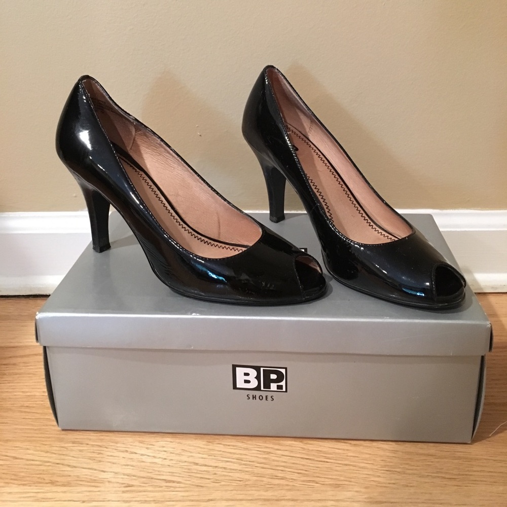 Black Patent Leather Peep Toe Heels from Nordstrom