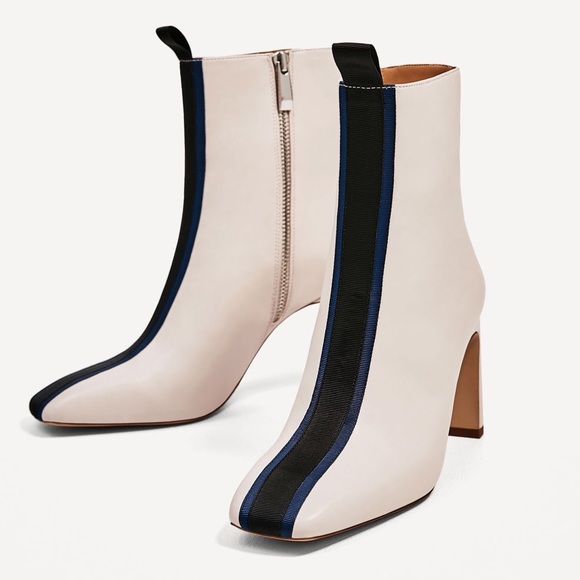 Zara Shoes - Zara Contrast High Heel Leather Boots 37.5