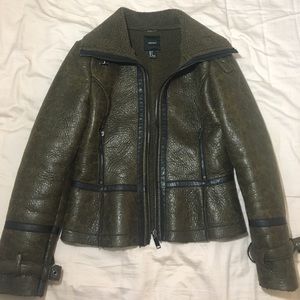 F21 Faux Leather Jacket, Olive